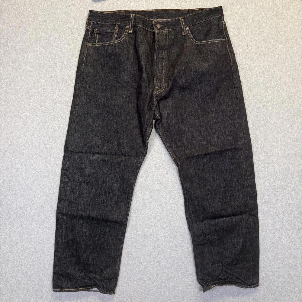 Levi's Men's Size 40x30 501 Black Straight Leg Relaxed Fit Jeans Ankle Length